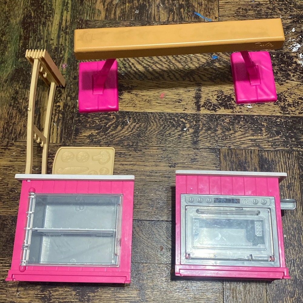 Barbie play sets Kitchen and Gymnastics Bar
